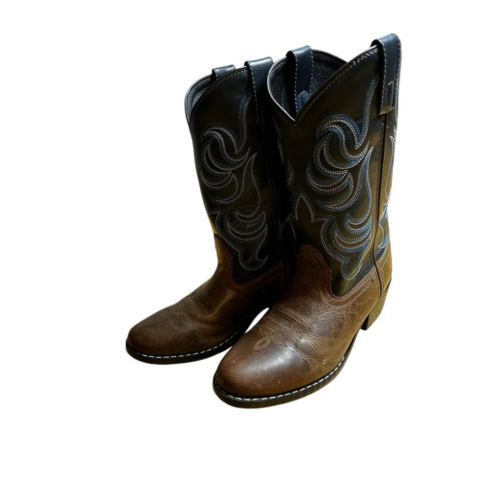 Cody James Two-Tone Embroidered Western Boot Boys Size‎ 5D Style 41477 Brown
